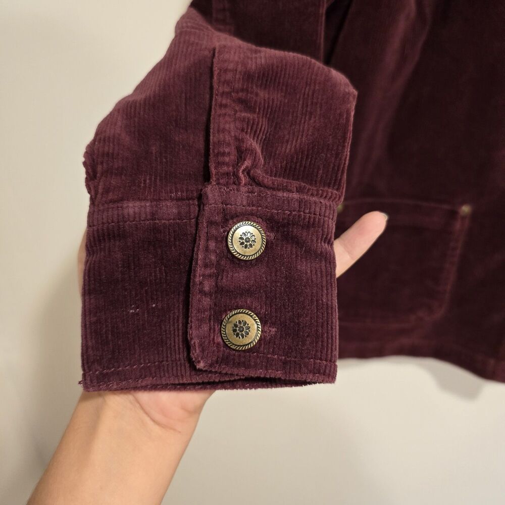 Vintage Y2K 90s Corduroy Jacket 14/16W Womens Indie Western Barn Chore Maroon - Picture 5 of 10
